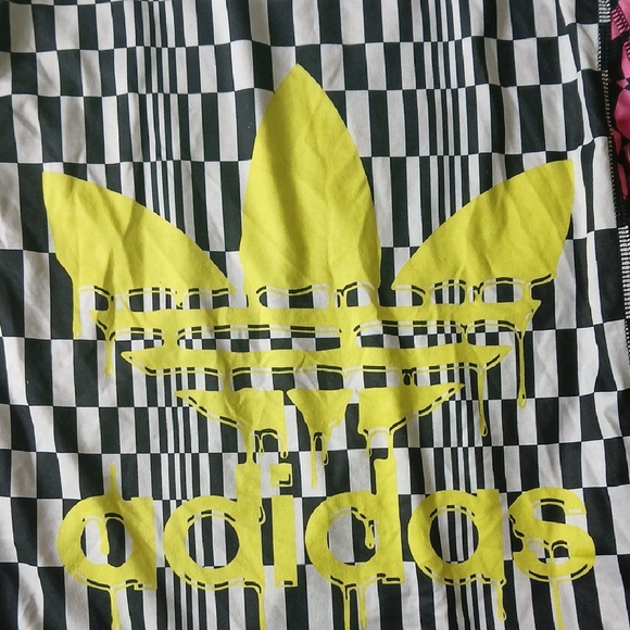 Adidas Jeremy Scott Checkered Long Sleeve Shirt - Yellow, Pink, Black - Picture 2 of 8